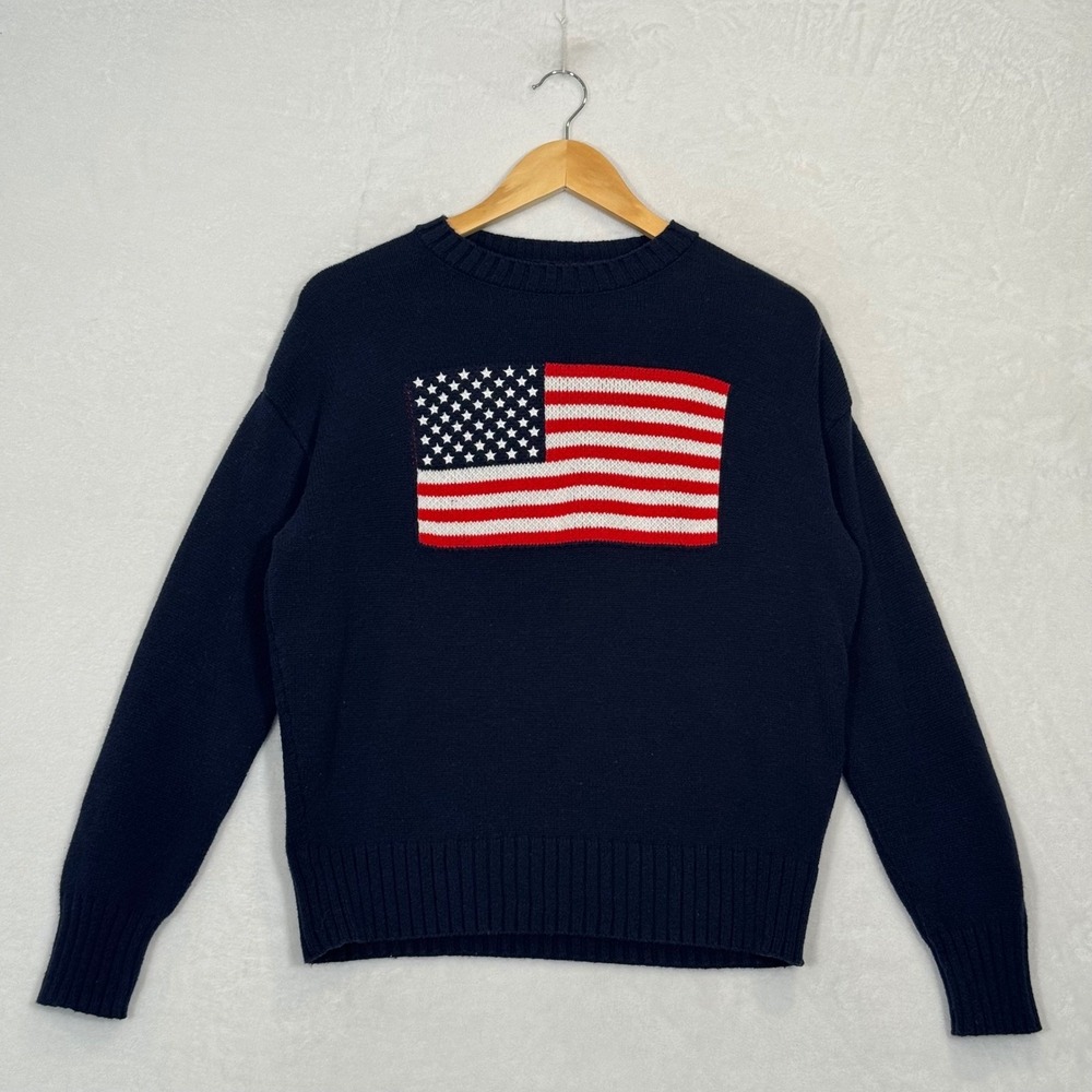 Wild Fable Navy Blue American Flag Knit Sweater XXS